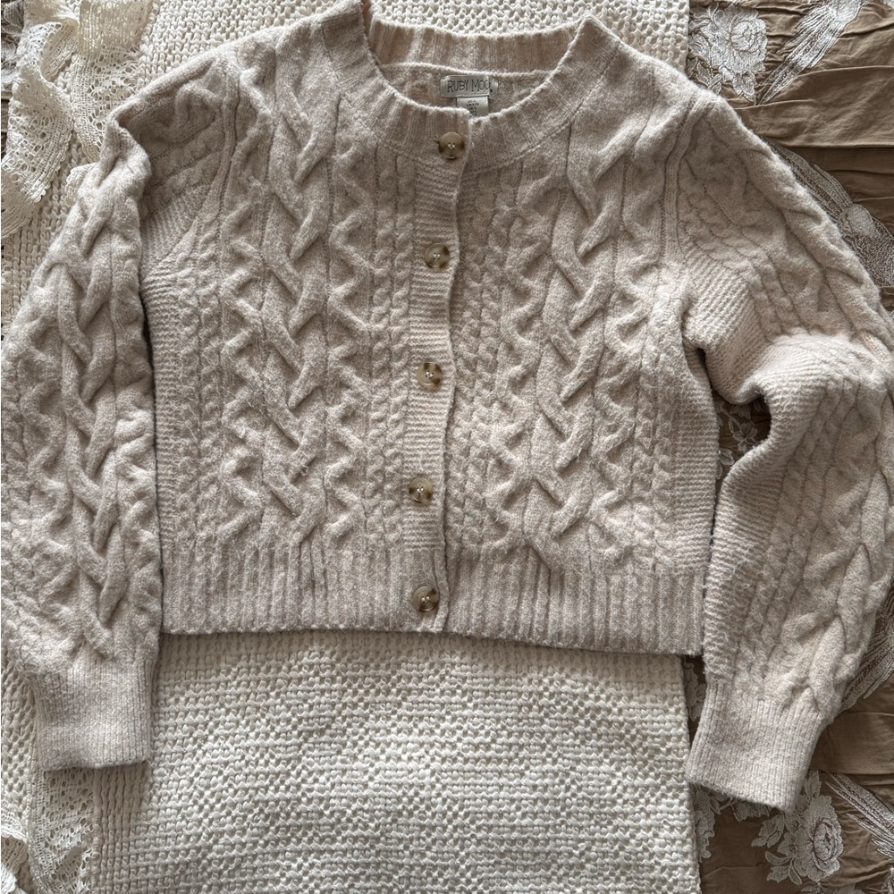 Cozy Cable Knit Sweater by Ruby Moon - blush colour